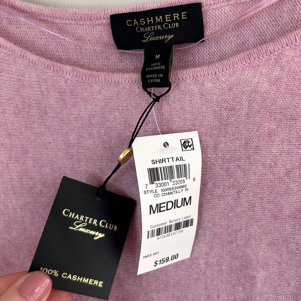 NWT CHARTER CLUB LUXURY 100% Cashmere Sweater Soft Old Money Parisian | Size M - Picture 3 of 10